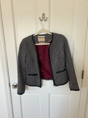 Banana Republic Black & White Tweed Open-Front Jacket